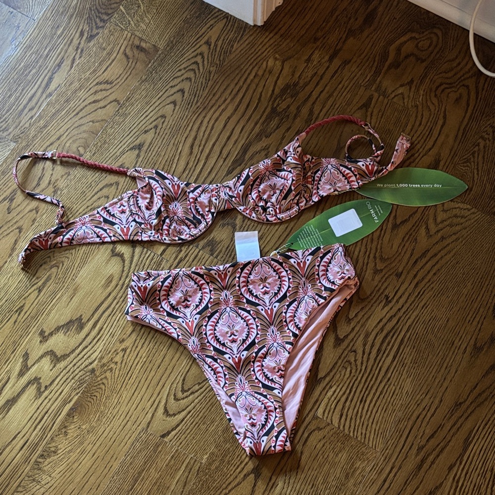 FARM Rio Pink and Brown Bikini Set NWT